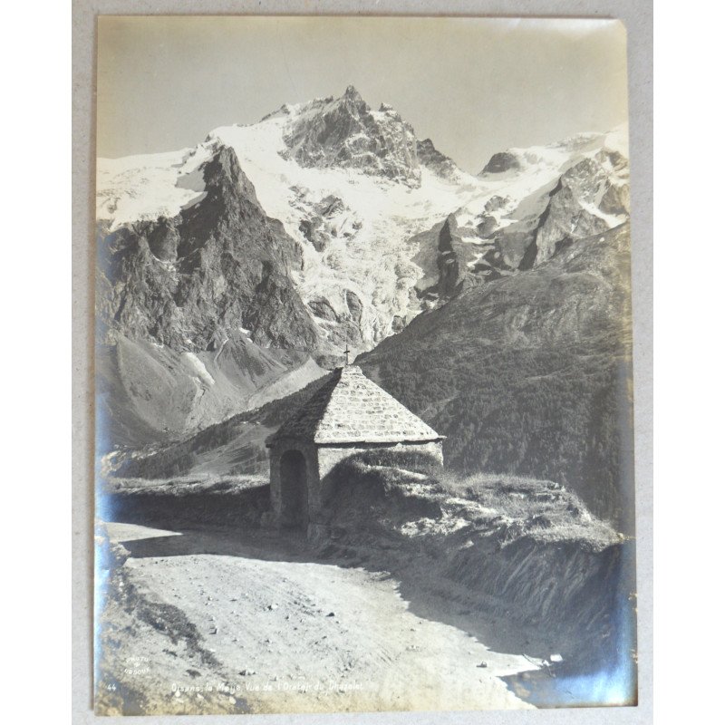 Gustave Oddoux "Oisans, la Meije, Vue de l'Oratoir du Chazelet", Muntii Alpi fotografie originala cca 1900