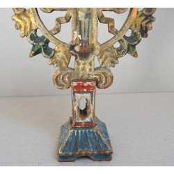 Cruce de binecuvantare lemn sculptat si pictat sec 19