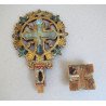 Cruce de binecuvantare lemn sculptat si pictat sec 19
