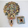 Cruce de binecuvantare lemn sculptat si pictat sec 19