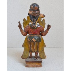 Narasimha (नरसिंह) al patrulea avatar ( leu-om) al lui Vishnu veche statueta de lemn policromat Indonezia cca 1900