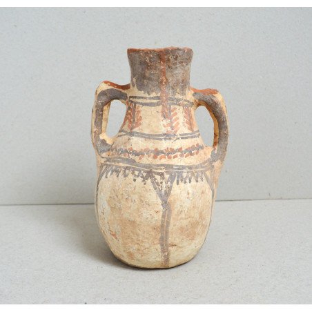 Berber terracotta vessel painted with geometric and plant motifs - North Africa (Maghreb), 19th century (possibly earlier)