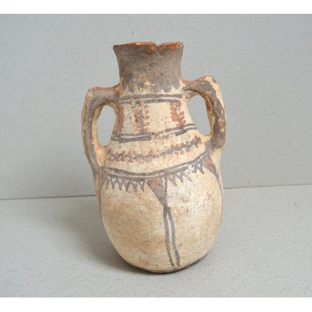 Berber terracotta vessel painted with geometric and plant motifs - North Africa (Maghreb), 19th century (possibly earlier)