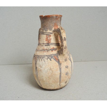 Berber terracotta vessel painted with geometric and plant motifs - North Africa (Maghreb), 19th century (possibly earlier)