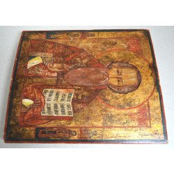 "Sfantul Vasile cel Mare" icoana ruseasca tempera si foita de aur pe lemn sec 18 (a doua jumatate)