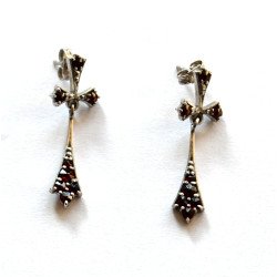 Silver cross earrings with crystals 2