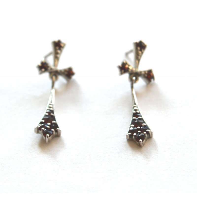 Silver cross earrings with crystals