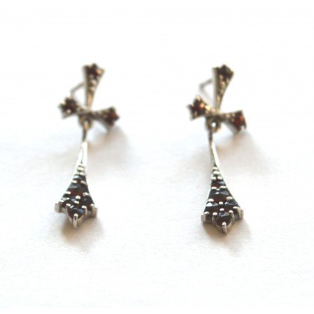 Silver cross earrings with crystals