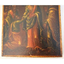 Veche icoana praznicara pe lemn reprezentare a Adeveririi lui Toma atelierul mănăstirii Căldărușani cca 1850