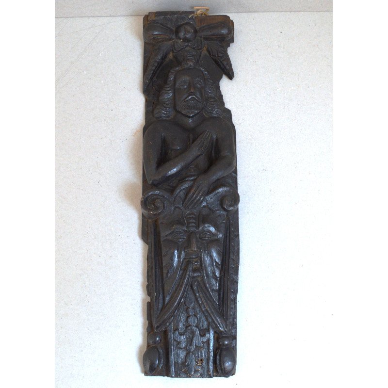 Cariatidă antropomorfă sculptată în lemn de stejar Anglia (circa 1580–1603)