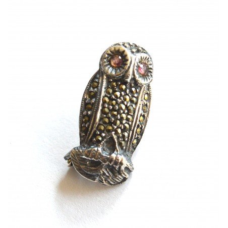 bufnita argint marcasite rubine brosa veche