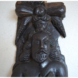 Cariatidă antropomorfă sculptată în lemn de stejar Anglia (circa 1580–1603)