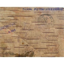 Carte poștală pe scoarță de mesteacăn, lagăr militar, 1944