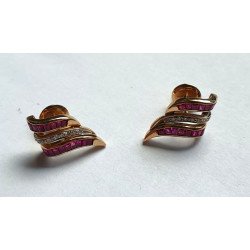 cercei aur 18k diamante rubine