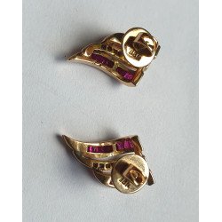 Cercei aur 18k diamante si rubine