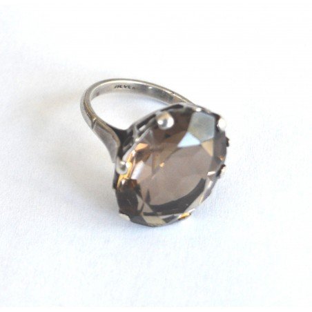 inel vechi argint cuart fumuriu