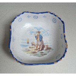 Hand-decorated faience bowl, France, 19th century