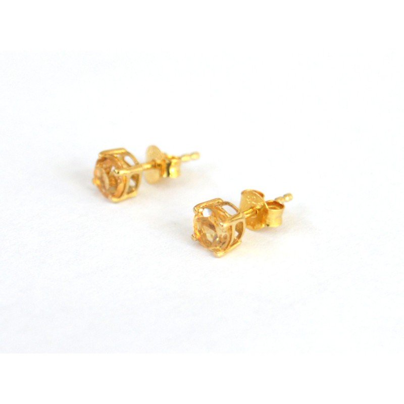 Gilt silver earrings with natural citrine