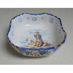 Bol de faianță decorata manual Franta secolul al XIX-lea