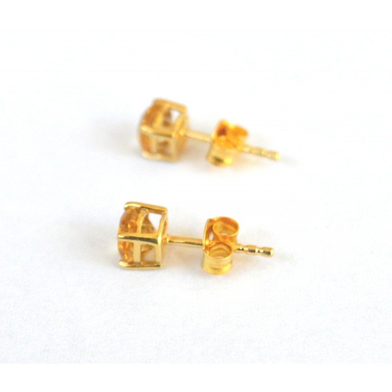 Gilt silver earrings with natural citrine