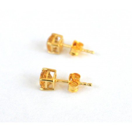 Gilt silver earrings with natural citrine