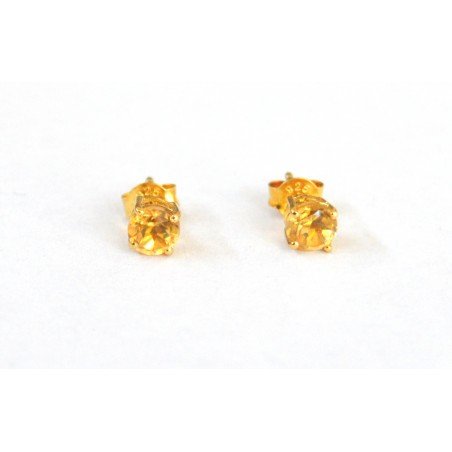 Gilt silver earrings with natural citrine