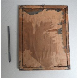 "Vedere din Roma" gravura fixata pe sticla si colorata manual Anglia cca 1800