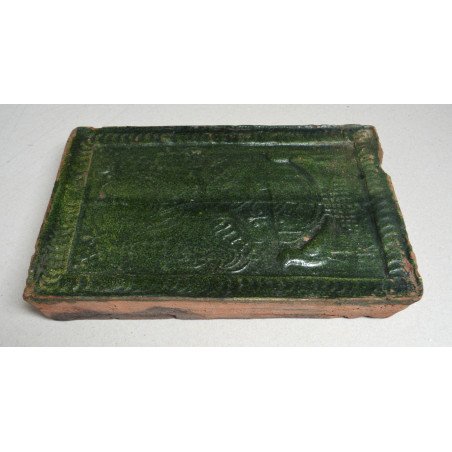 Transylvanian stove tile with the Tree of Life, green glaze, 19th century