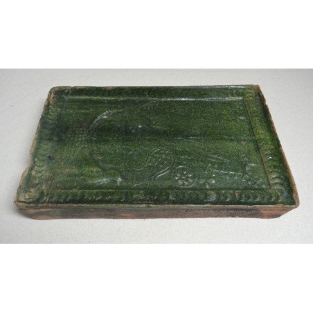 Transylvanian stove tile with the Tree of Life, green glaze, 19th century