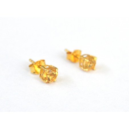 Gilt silver earrings with natural citrine