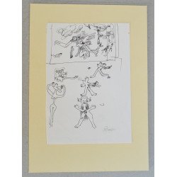 Mihai Rusu "Figures" pen and ink drawing