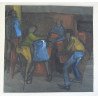 "Joc de copii" tempera pe hartie neagra