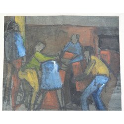 "Joc de copii" tempera pe hartie neagra
