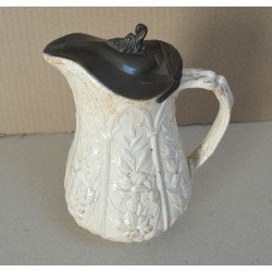Glazed ceramic jug with pewter lid, England, circa 1850