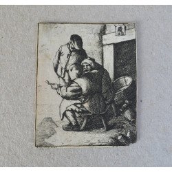 Antique engraving, tavern scene