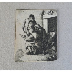 Gravura veche scena de taverna