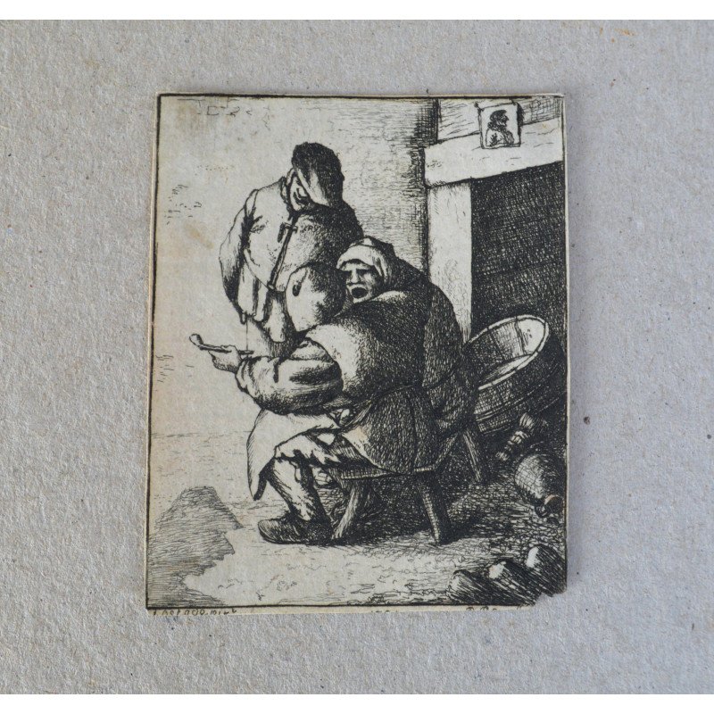 Antique engraving, tavern scene
