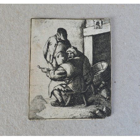 Antique engraving, tavern scene
