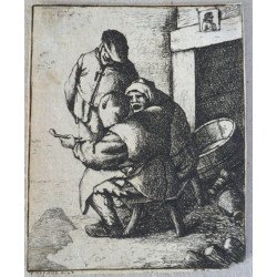 Antique engraving, tavern scene 2