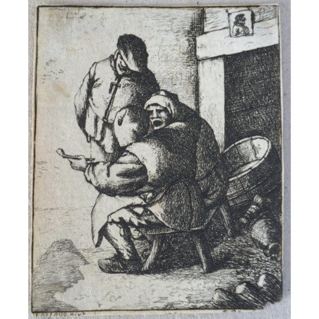 Antique engraving, tavern scene