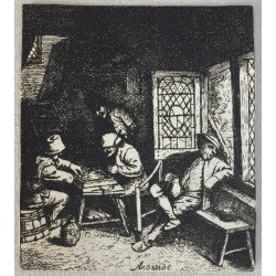 Adriaen van Ostade "Jucatorii de table" gravura cca 1782-1803
