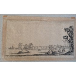 Stefano della Bella "Peisaj cu barci" gravura 1643