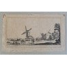 Stefano della Bella "Peisaj cu moara de vant" gravura 1643
