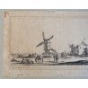 Stefano della Bella "Peisaj cu moara de vant" gravura 1643