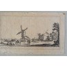 Stefano della Bella "Peisaj cu moara de vant" gravura 1643