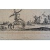 Stefano della Bella "Peisaj cu moara de vant" gravura 1643