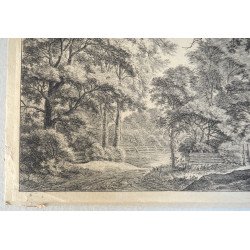 Antonie Waterloo "Peisaj cu arbori" gravura veche