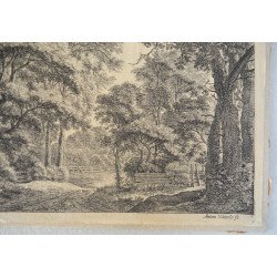 Antonie Waterloo "Peisaj cu arbori" gravura veche