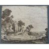 Pieter de Molijn "Peisaj cu personaje" gravura veche 1626