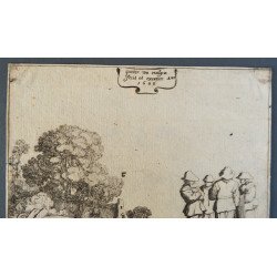Pieter de Molijn "Peisaj cu personaje" gravura veche 1626